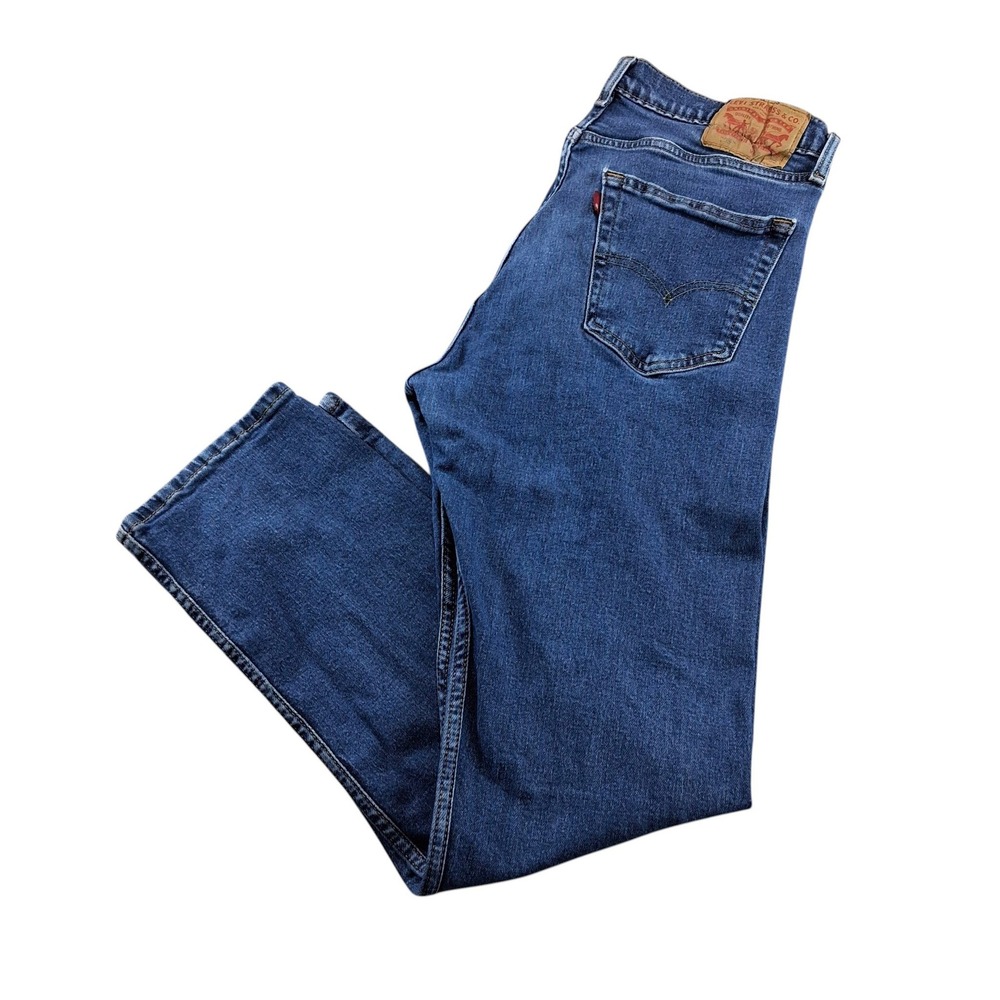 Levi's 505 Regular Fit‎ Jeans 34x32 Blue Denim Straight Leg Stretch 00505-2244